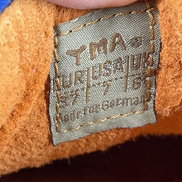 TMA Eyes Time Blue Leather Lace Up Sneakers Women’s 7 Yellow Stitching Shoes - Picture 9 of 16